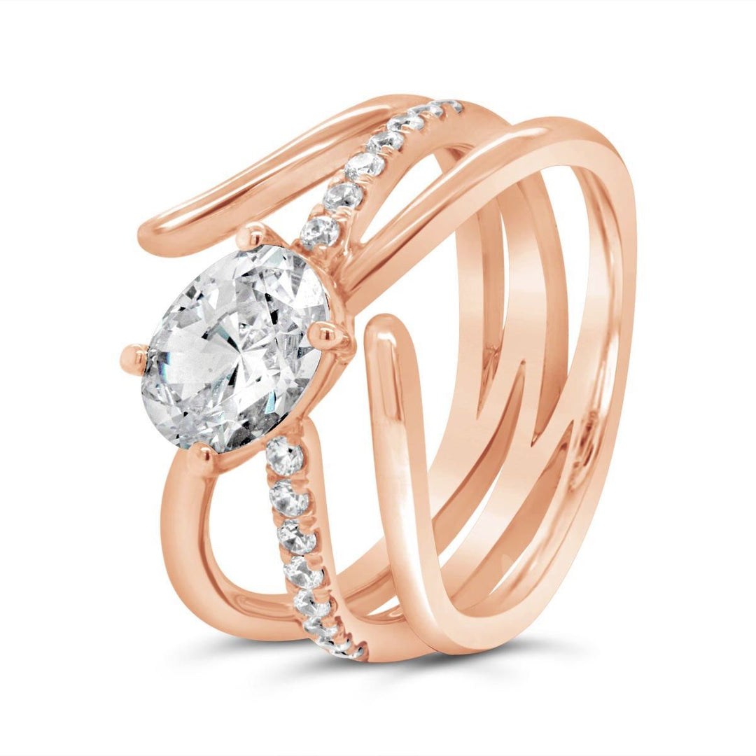 Modern Cross Over Diamond Engagement Ring - YJC4078R