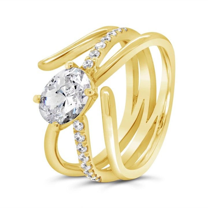 Modern Cross Over Diamond Engagement Ring - YJC4078R