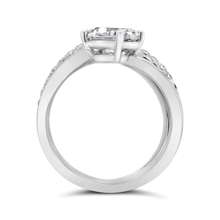 Modern Cross Over Diamond Engagement Ring - YJC4078R