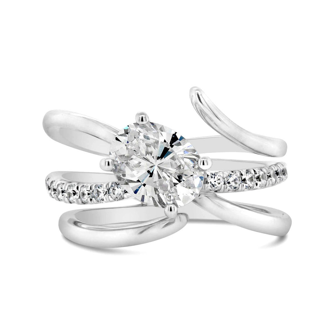 Modern Cross Over Diamond Engagement Ring - YJC4078R