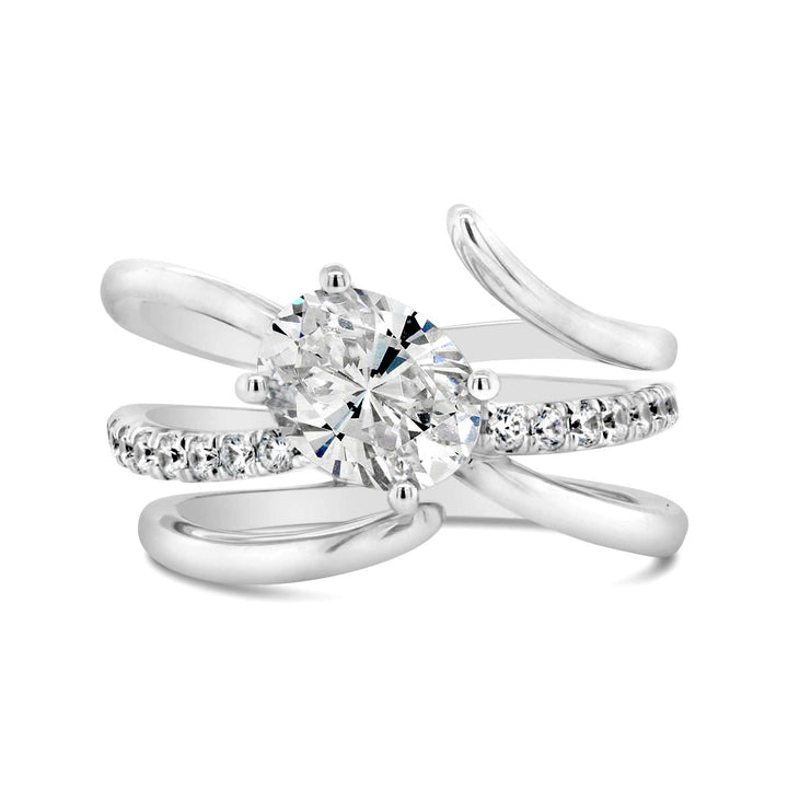Modern Cross Over Diamond Engagement Ring - YJC4078R