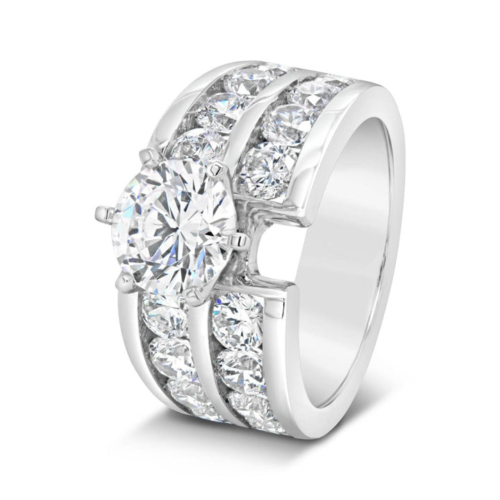 Wide Double Row Channel Set Diamond Engagement Ring - YJC3547R