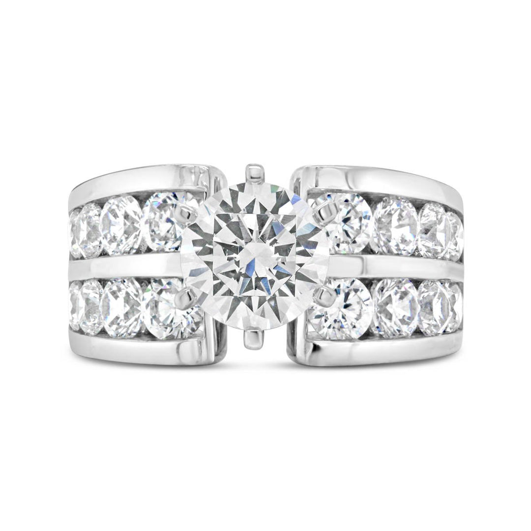 Wide Double Row Channel Set Diamond Engagement Ring - YJC3547R
