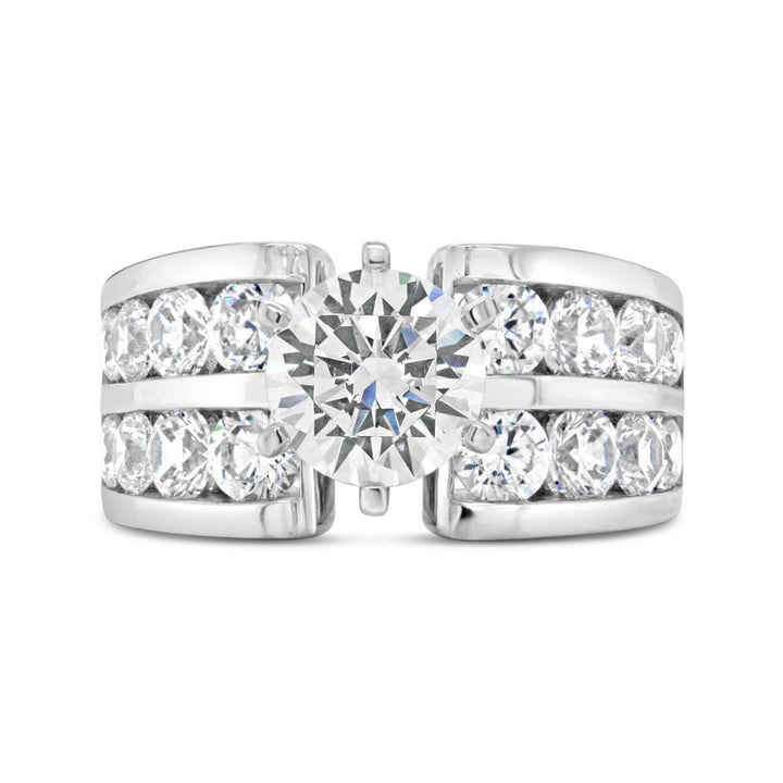 Wide Double Row Channel Set Diamond Engagement Ring - YJC3547R