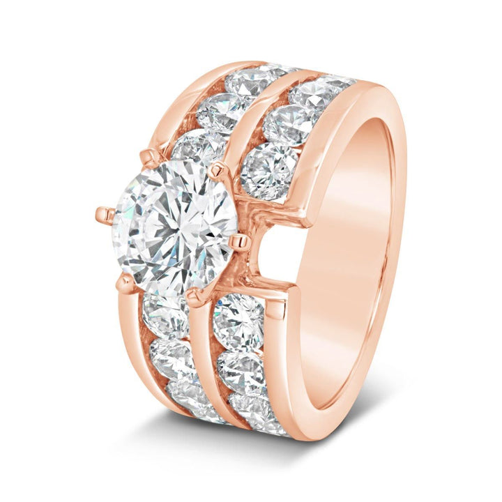 Wide Double Row Channel Set Diamond Engagement Ring - YJC3547R