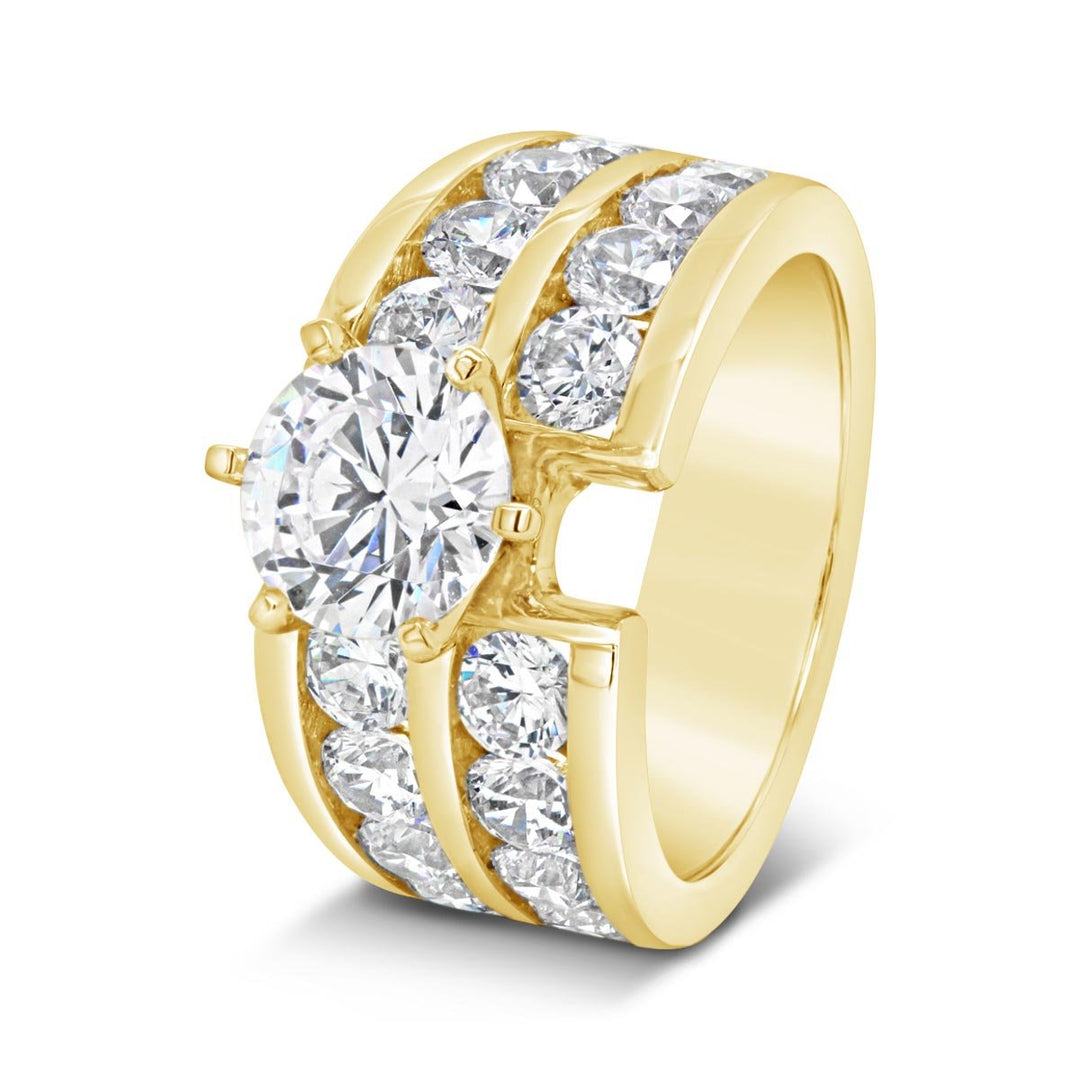 Wide Double Row Channel Set Diamond Engagement Ring - YJC3547R