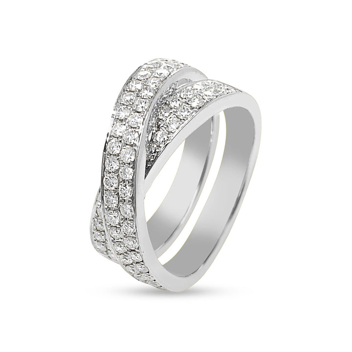 Yellow Gold Cross Over Diamond Fashion Ring - DR32364