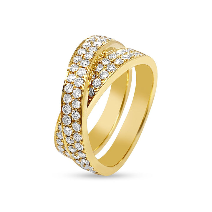 Yellow Gold Cross Over Diamond Fashion Ring - DR32364