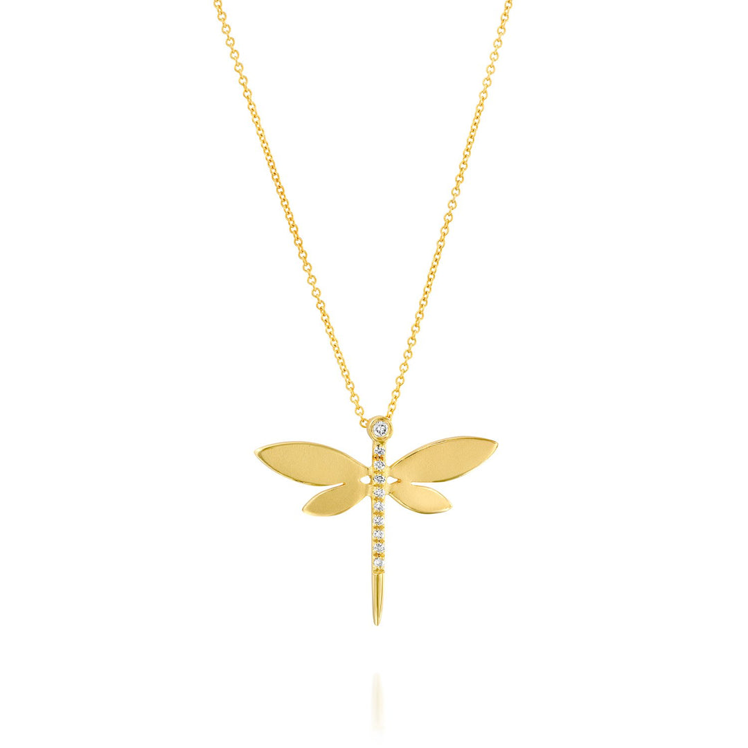 Diamond Dragon Fly Necklace