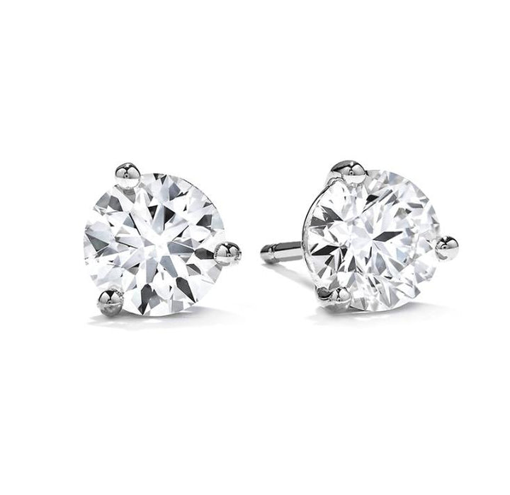 14K White Gold Three Prong Martini Lab Grown Diamond Stud Earrings - 2.00+ ct. total weight