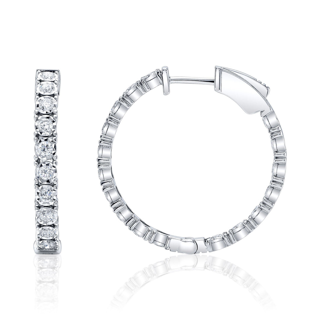 Shy Creation Inside Outside Diamond Hoop Earrings