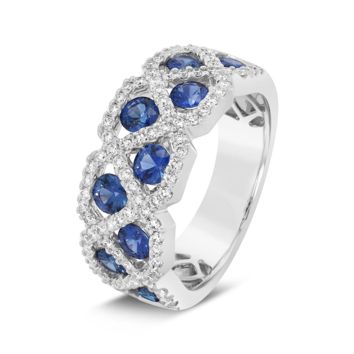 Diamond & Blue Sapphire Wide Right Hand Ring - MT12116SAP
