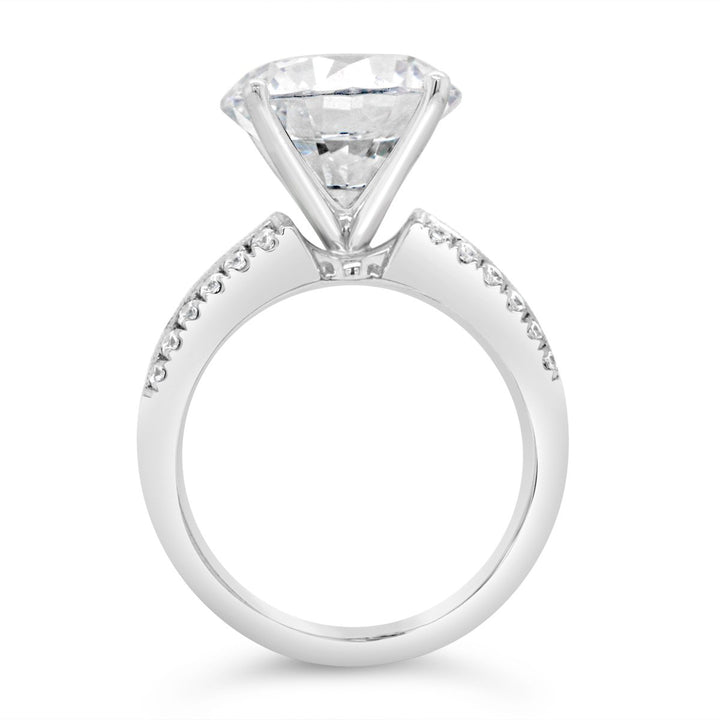 Wide Band Diamond Engagement Ring with Princess Cut Accent Diamonds - YJC3540R