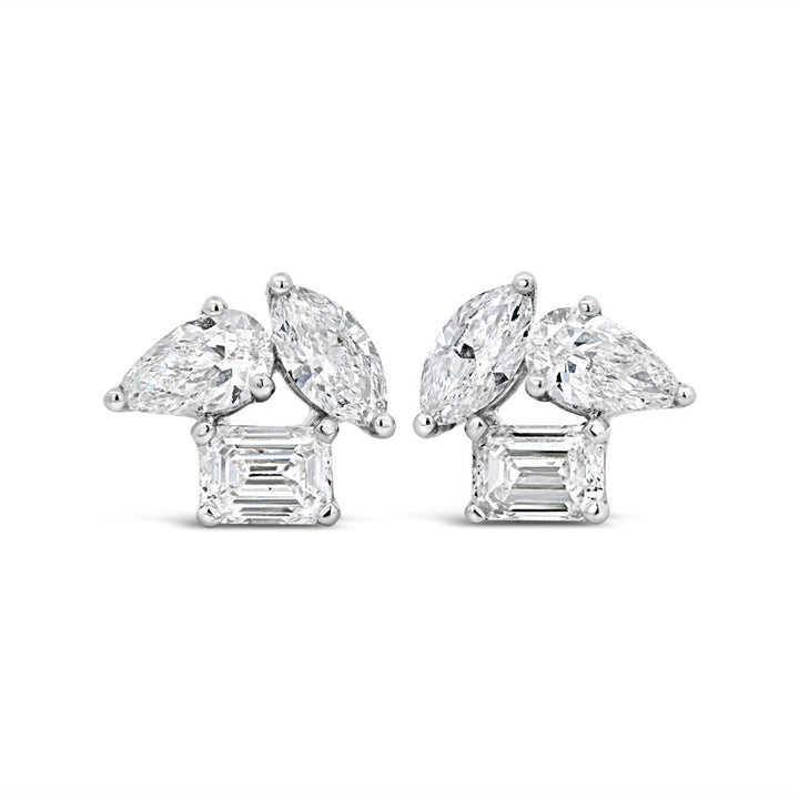 Multi-Shape Diamond Cluster Earrings - ARZ121890