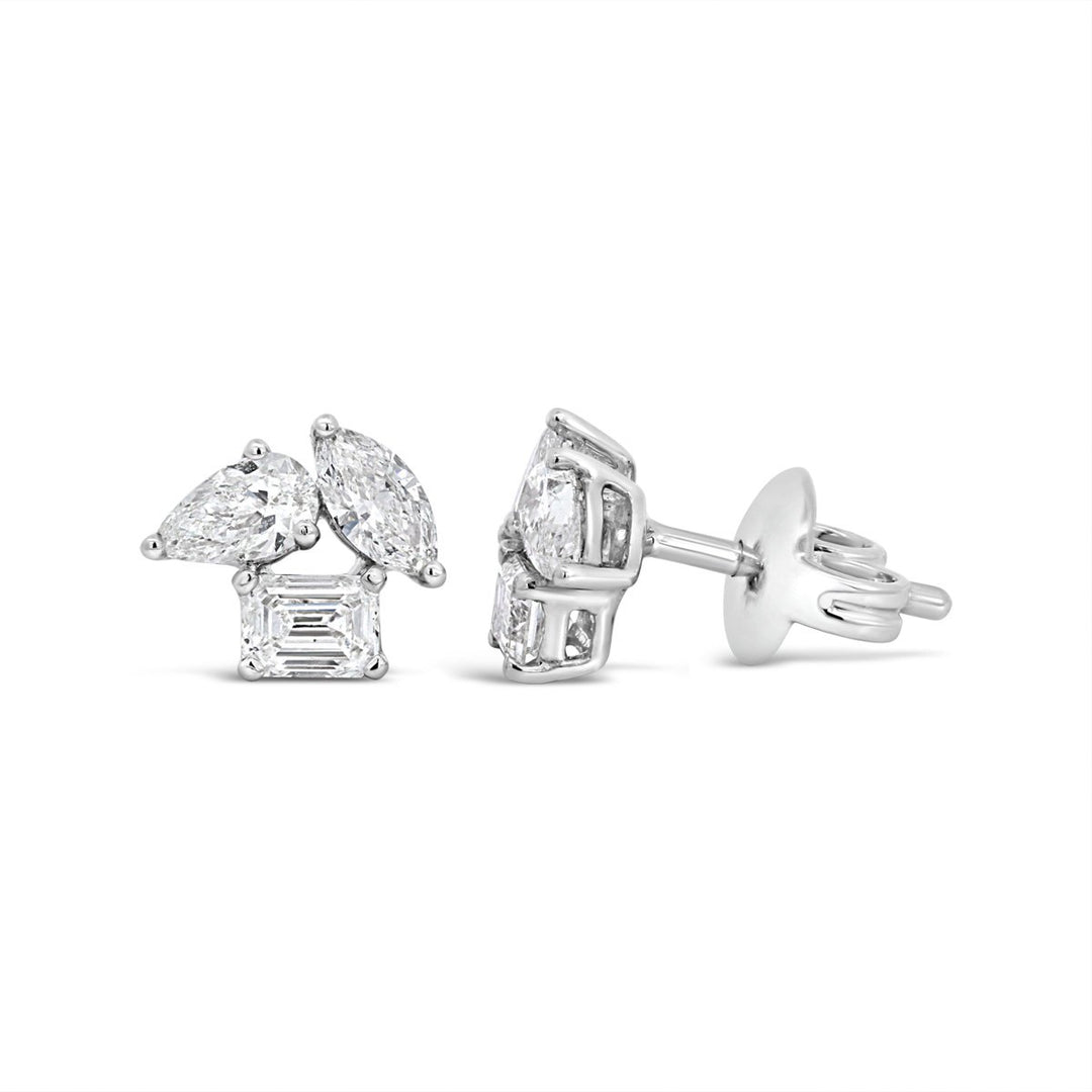 Multi-Shape Diamond Cluster Earrings - ARZ121890
