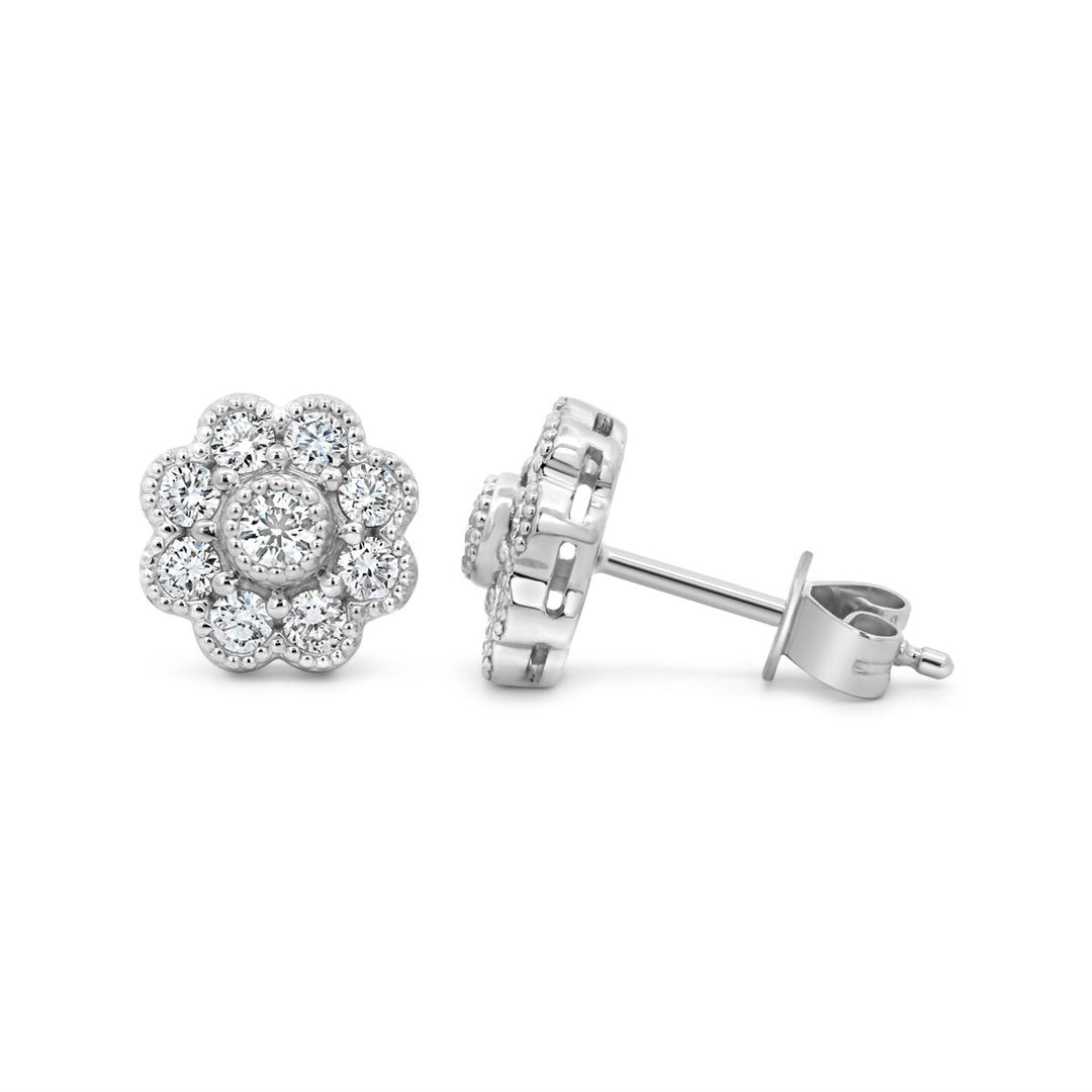 Pavé Diamond Flower Studs - ADE29142