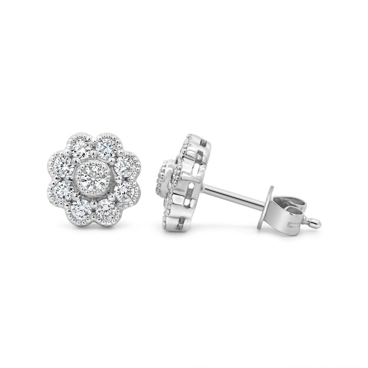 Pavé Diamond Flower Studs - ADE29142