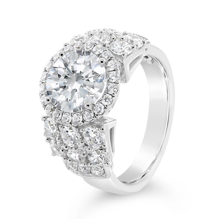 Wide Band Diamond Halo Engagement Ring - YJA8739R