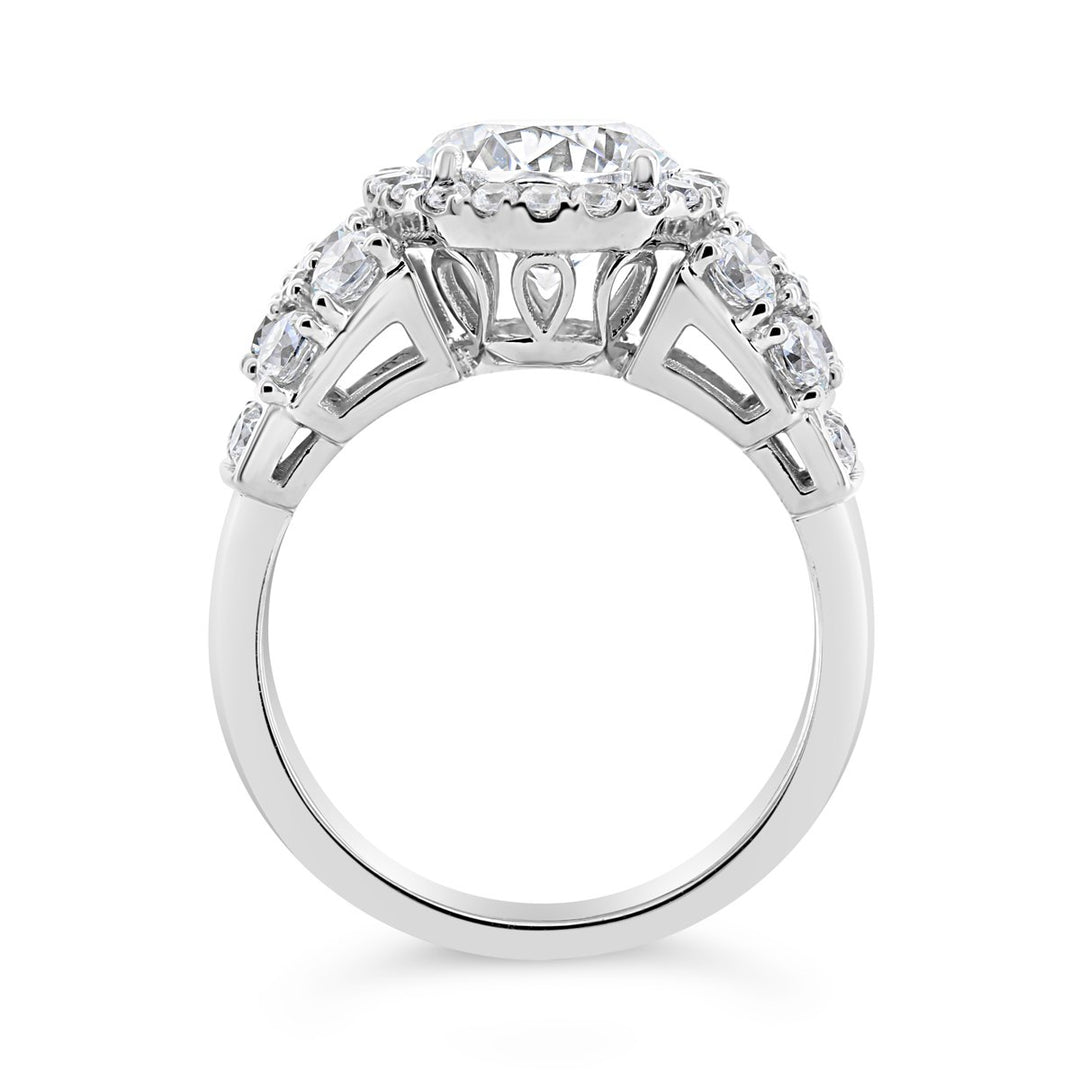 Wide Band Diamond Halo Engagement Ring - YJA8739R