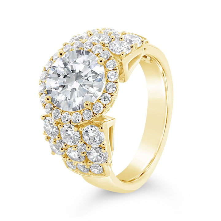Wide Band Diamond Halo Engagement Ring - YJA8739R