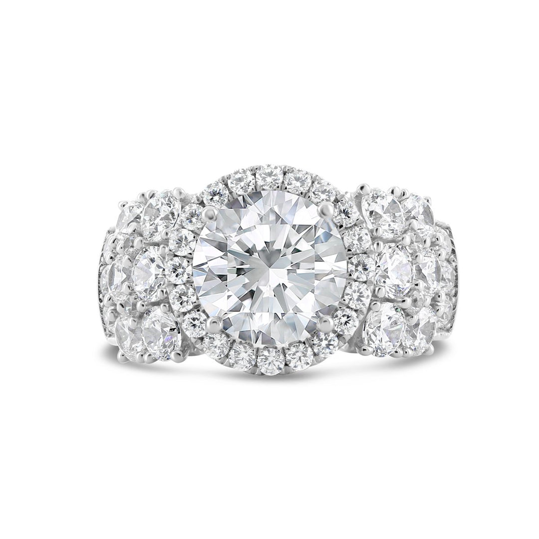 Wide Band Diamond Halo Engagement Ring - YJA8739R