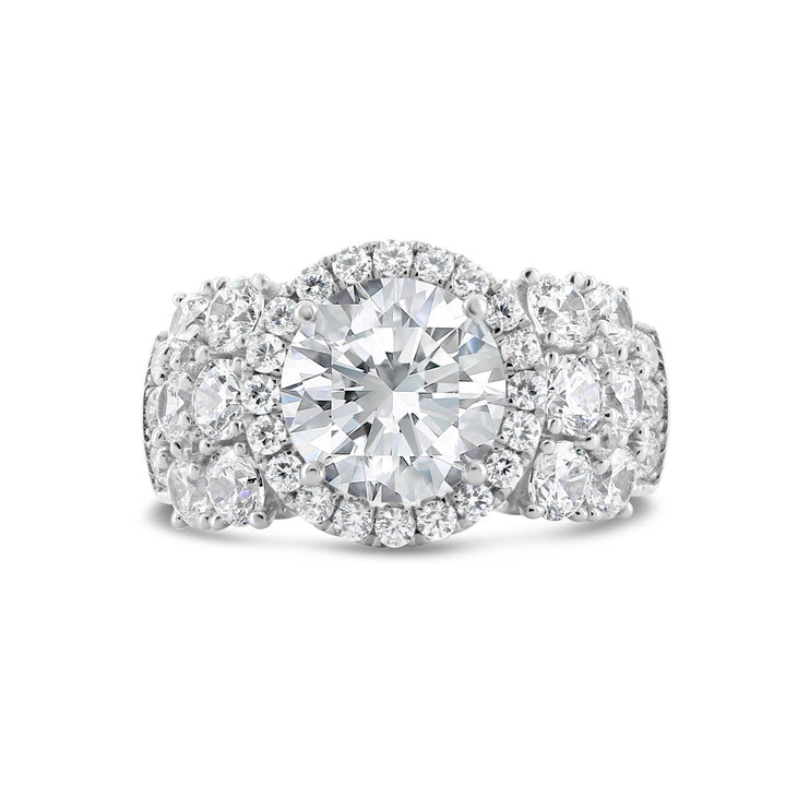 Wide Band Diamond Halo Engagement Ring - YJA8739R