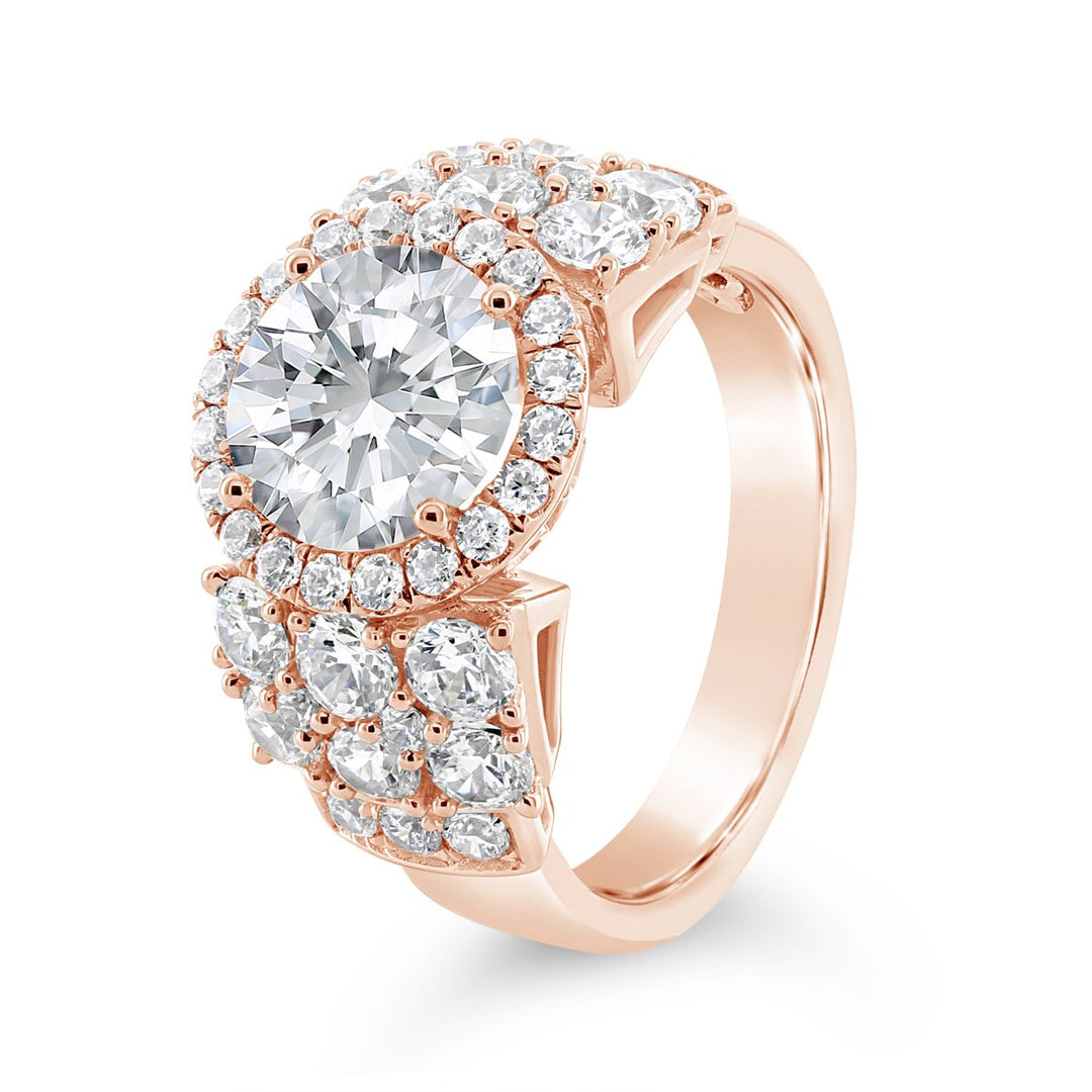 Wide Band Diamond Halo Engagement Ring - YJA8739R