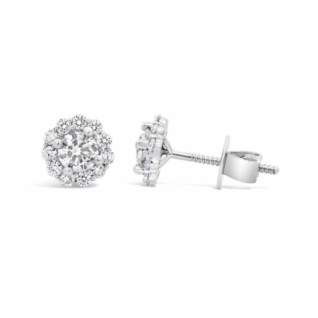 Diamond Halo Stud Earrings - AED0281R