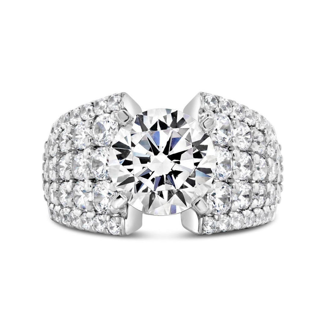 Multi Row Wide Band Diamond Engagement Ring - YJC3523R