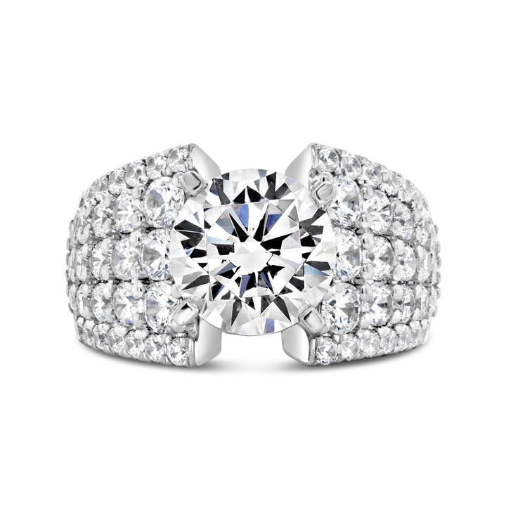 Multi Row Wide Band Diamond Engagement Ring - YJC3523R