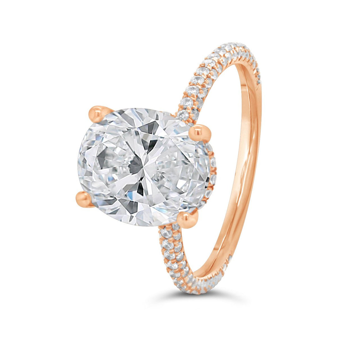 Micro Pave Hidden Halo Diamond Engagement Ring - YJC3431R-OV