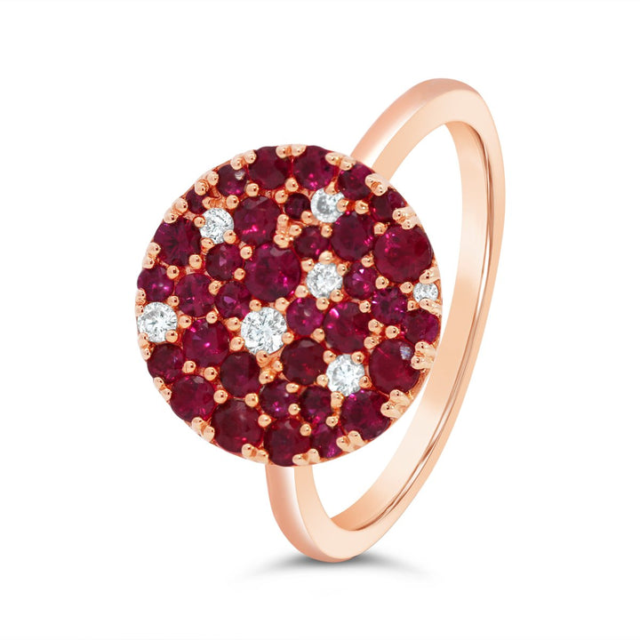 18K Rose Gold Diamond & Ruby Gemstone Ring - AR1908-R