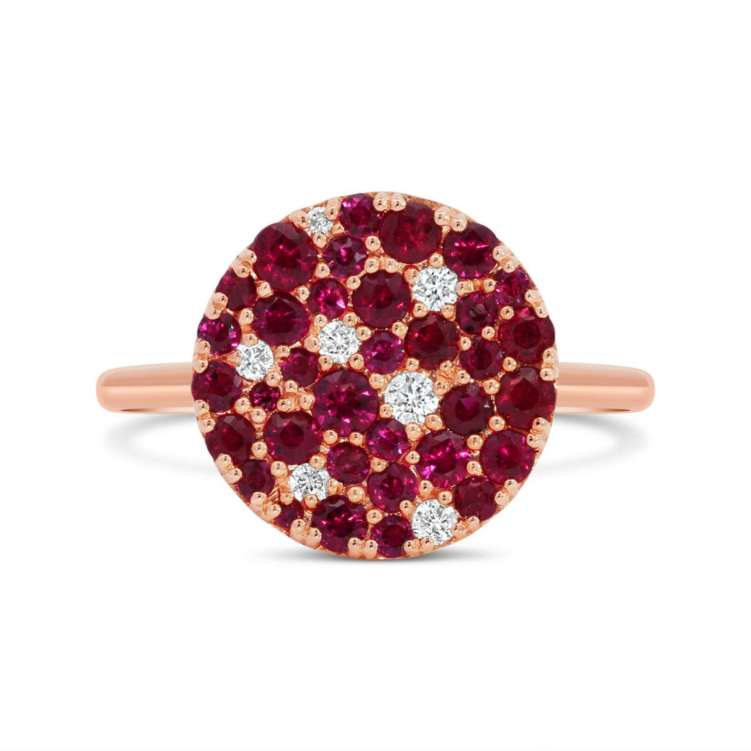 18K Rose Gold Diamond & Ruby Gemstone Ring - AR1908-R