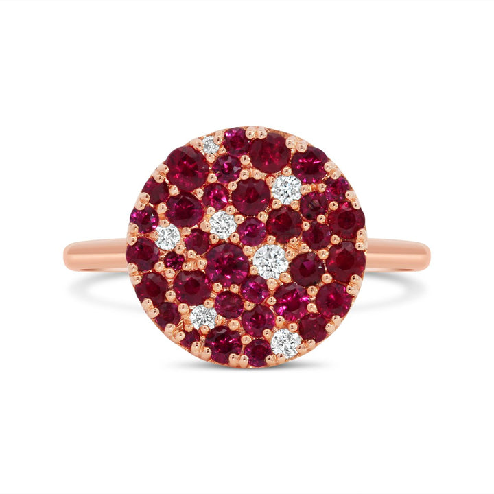18K Rose Gold Diamond & Ruby Gemstone Ring - AR1908-R