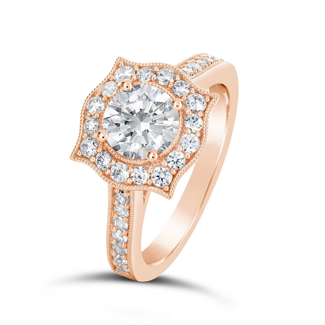 Vintage Style Diamond Halo Engagement Ring - ACB136