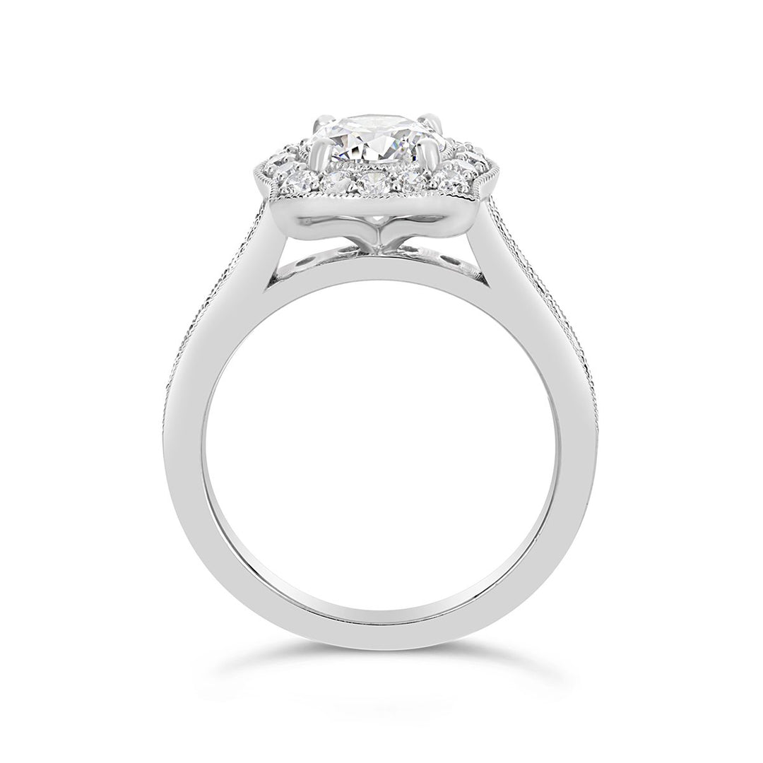 Vintage Style Diamond Halo Engagement Ring - ACB136