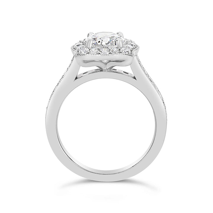 Vintage Style Diamond Halo Engagement Ring - ACB136