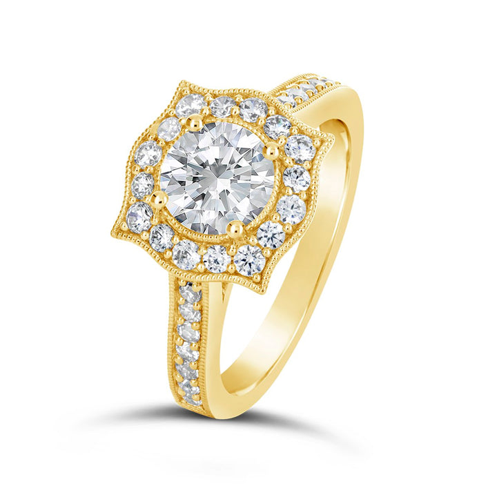 Vintage Style Diamond Halo Engagement Ring - ACB136