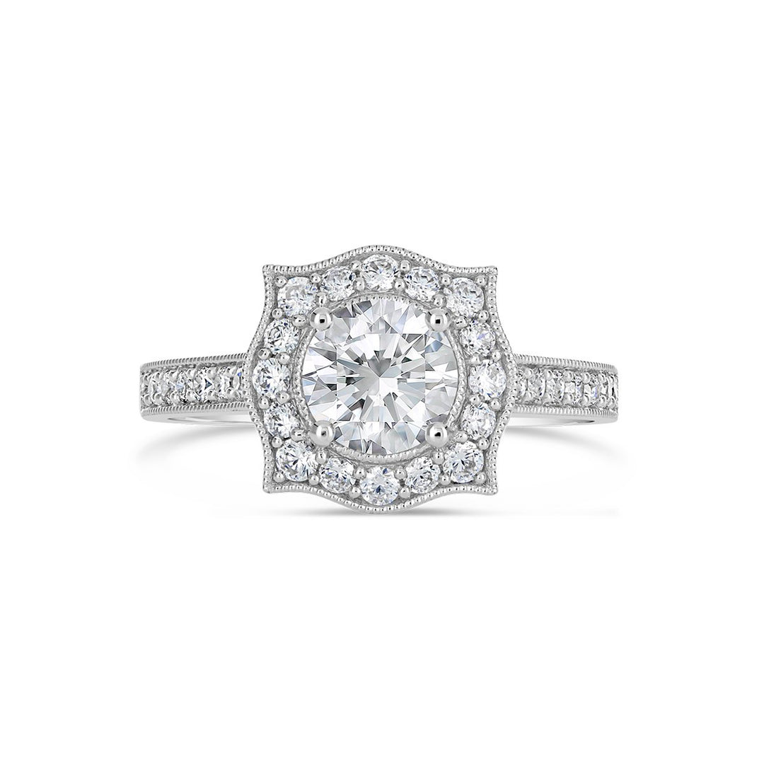 Vintage Style Diamond Halo Engagement Ring - ACB136