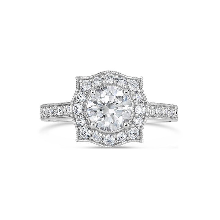 Vintage Style Diamond Halo Engagement Ring - ACB136