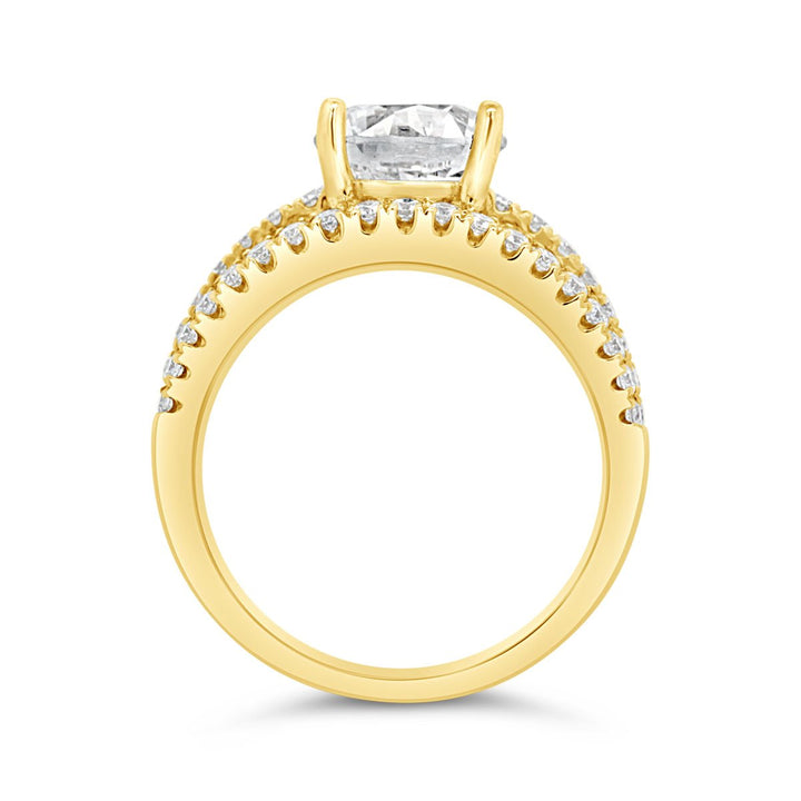 Wide Split  Band Diamond Engagement Ring - GR0411