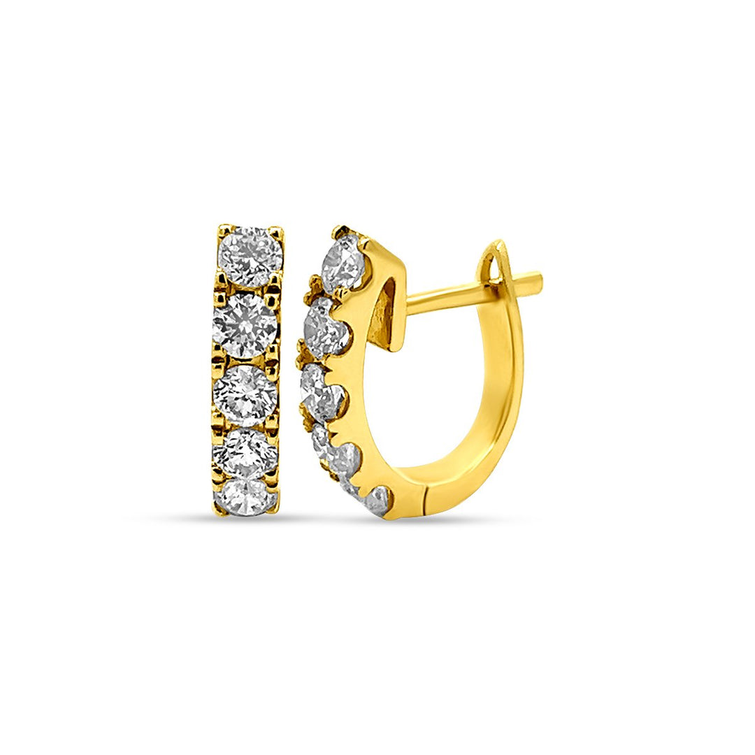 18K Yellow Gold Diamond Hoop Earrings - The Diamond Guys