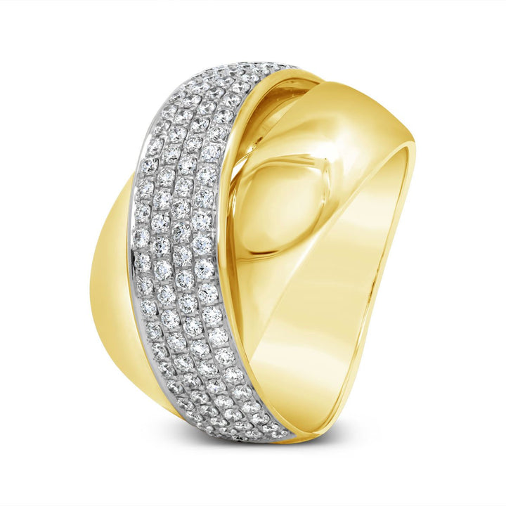 Italian Cross Over Pave Diamond Dress Ring - K433019