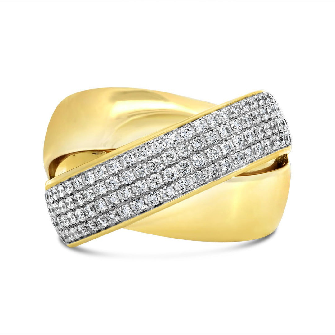 Italian Cross Over Pave Diamond Dress Ring - K433019