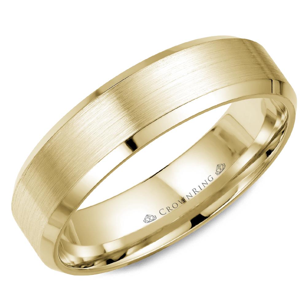 18K Yellow Gold 6mm Wide Men's Wedding Band - WB-7007Y