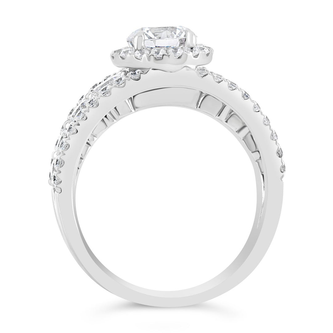 Wide Band Halo Diamond Engagement Ring - ACB115
