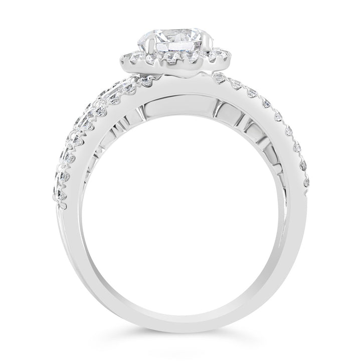Wide Band Halo Diamond Engagement Ring - ACB115