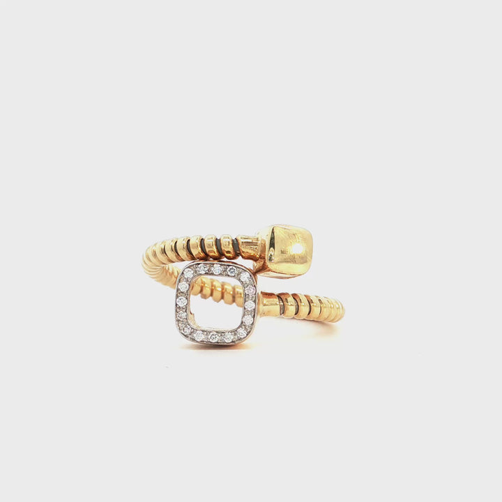 Italian Diamond Square Halo Flexi Ring - K434667