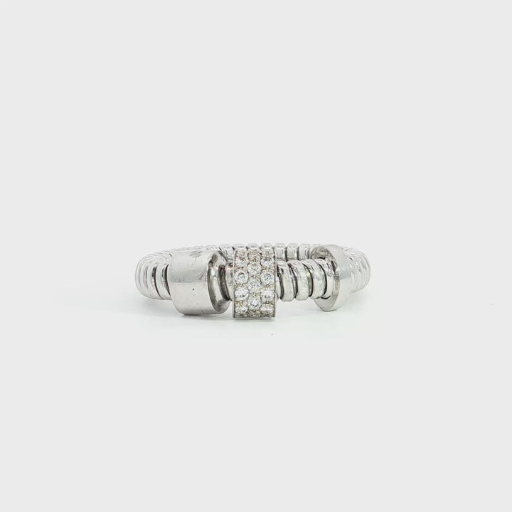 White Gold Italian Pave Diamond Fexible Ring - K434250