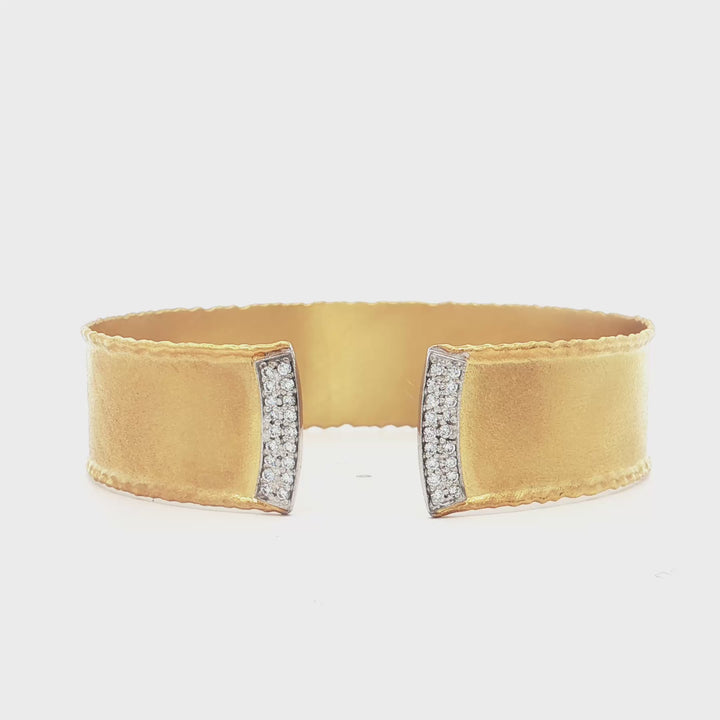14K Yellow Gold Diamond Cuff w/ Front Opening - MDG8778